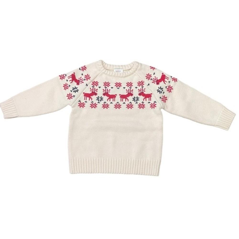 NWT Hanna Andersson‎ knit reindeer Christmas sweater size 2T (85).